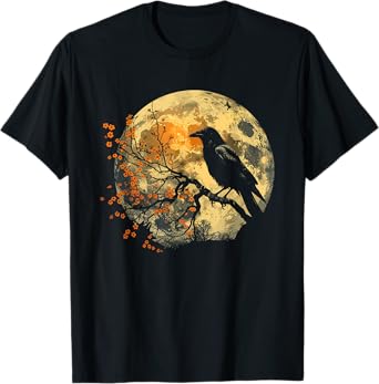 Black Raven Nature Art Crow Moon T-Shirt
