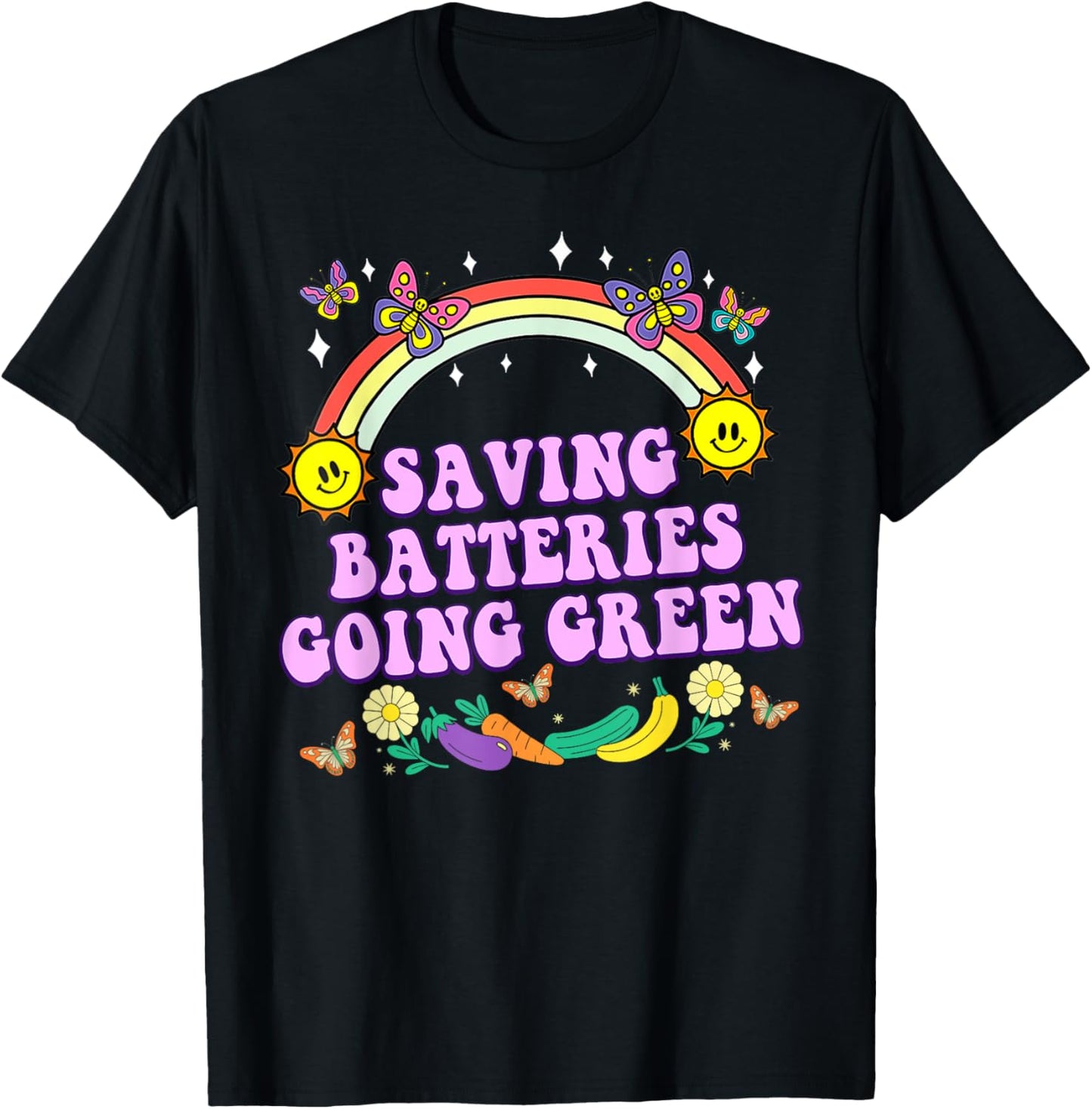 Saving Batteries Going Green Veggie Funny Cucumber Humor T-Shirt