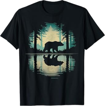 Retro Forest Bear Outdoors Nature Women Men Vintage Graphic T-Shirt