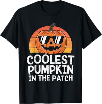 Coolest Pumpkin In The Patch Halloween Outfit Teens Boys Kid T-Shirt