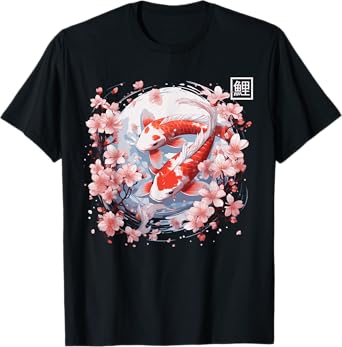 Koi Carp Fish Cherry Blossom Japanese Sakura Nishikigoi Fish T-Shirt