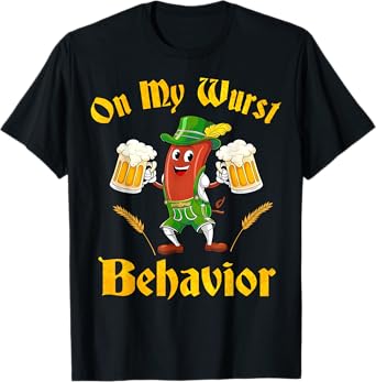 On My Wurst Behavior Funny Bratwurst Beer German Oktoberfest T-Shirt