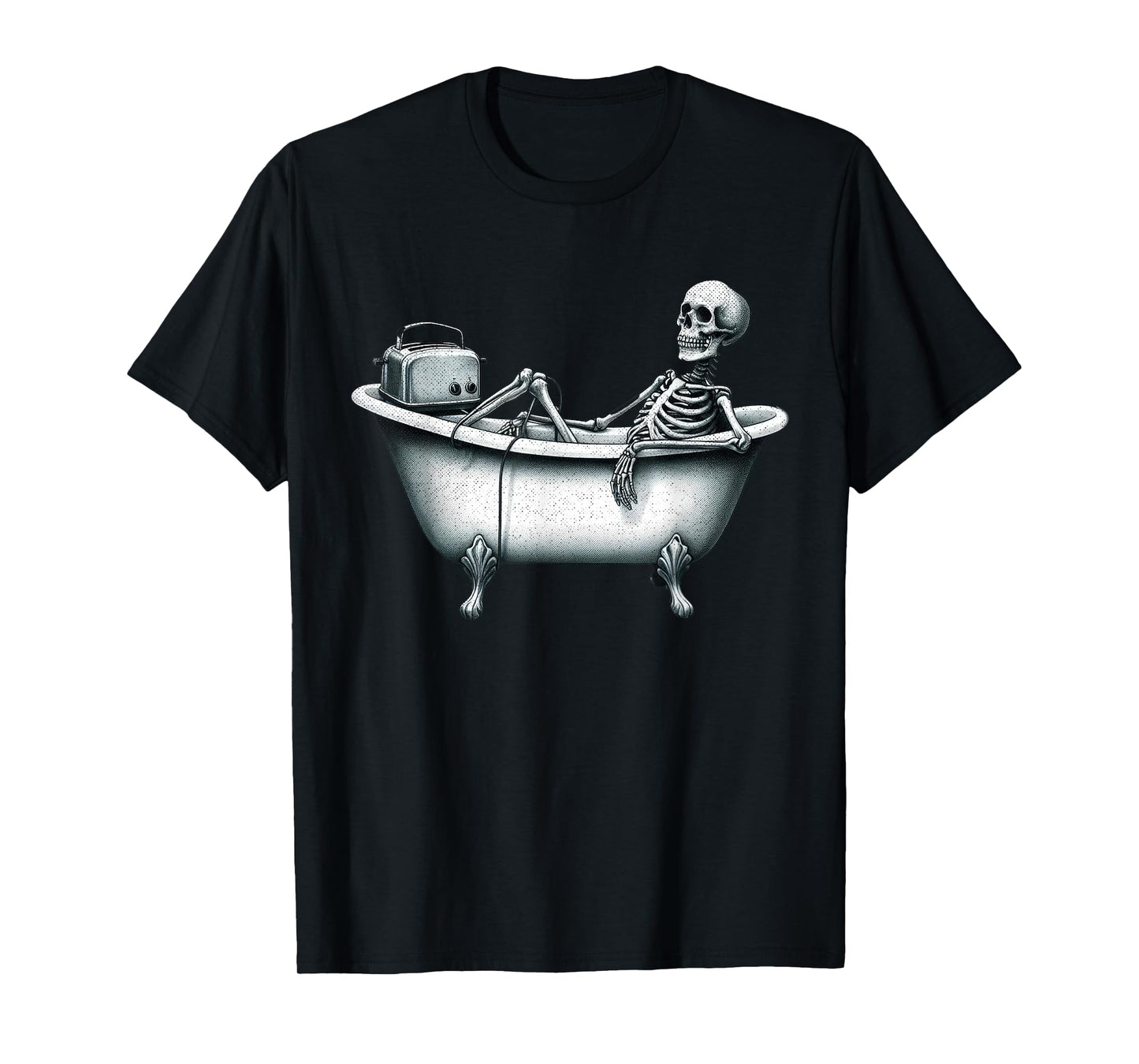Funny Skeleton in Bathtub with Toaster T-Shirt