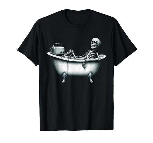 Funny Skeleton in Bathtub with Toaster T-Shirt
