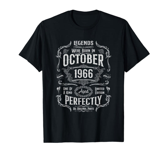 Vintage 59th Birthday Legends were Born in October 1966 T-Shirt