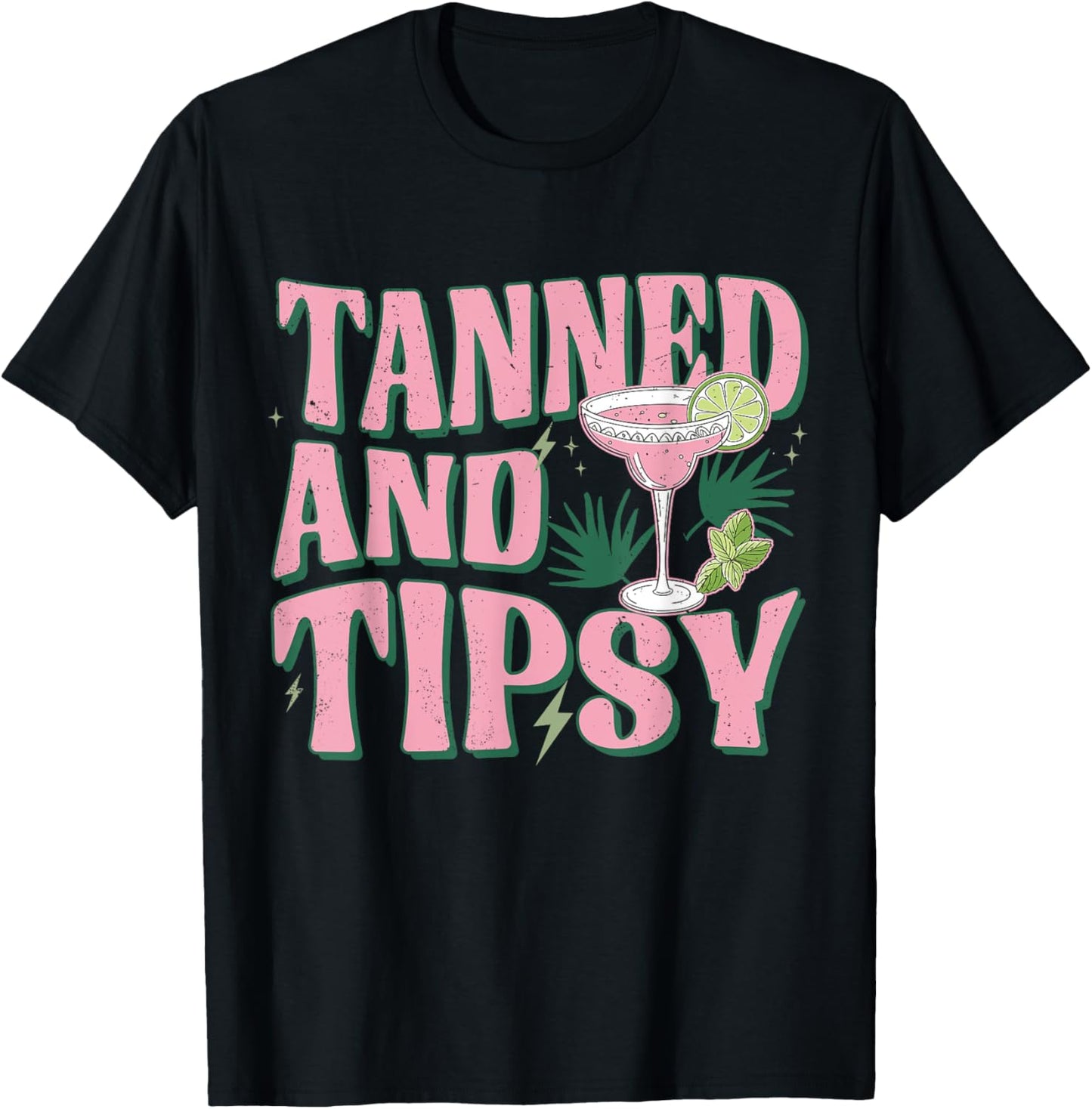 Tanned and Tipsy Summer Vibes Tropical Beach Trip Palm Tree T-Shirt