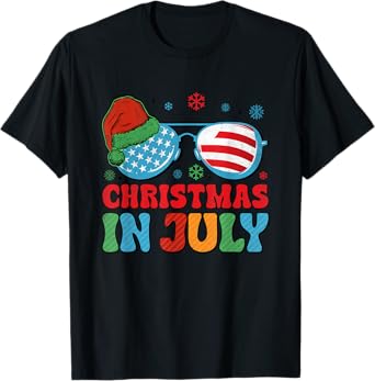 Santa Claus Sunglasses Beach Christmas In July Men Women Kid T-Shirt