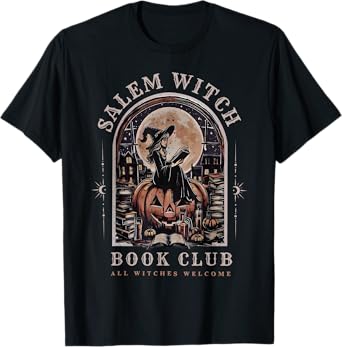 Salem Witch Book Club All Witches Welcome Spooky Halloween T-Shirt