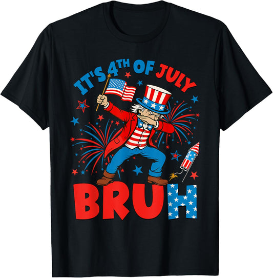 Funny Dabbing It's 4th Of July Bruh Usa Flag Men Boys Kids T-shirt