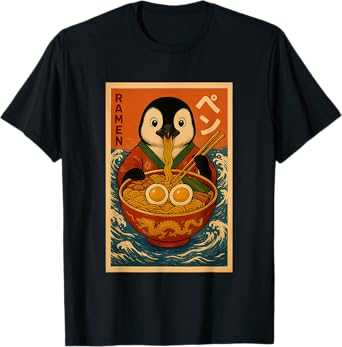 Penguin Eating Ramen Japanese Noodles Funny Gifts T-Shirt