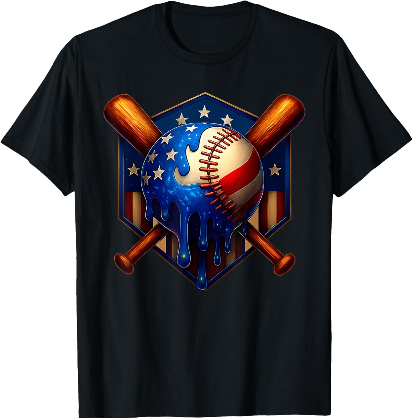 Baseball Home Plate Drip, Flag Us Ice Cream Drip Youth Boys T-shirt