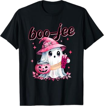 Boujee Boo Jee Spooky Ghost Pink Halloween Pumpkin Costumes T-Shirt