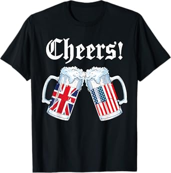 Cheers British American Flag Shirt Women Men Beer Patriotic T-Shirt