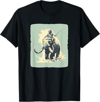 Cool Neanderthal riding Mammoth in cold Colors Costume T-Shirt
