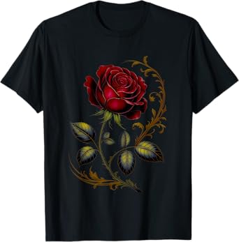 Deep Red Rose Black And Graphic for Men Women T-Shirt