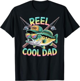 Funny Dad Fishing , Reel Cool dad Grandpa T-Shirt