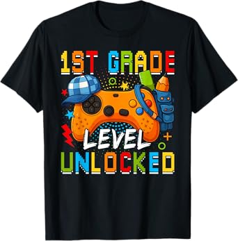 1st First Grade Level Unlocked Video Game Back To School T-Shirt