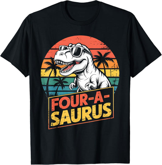 4 Year Old Dinosaur Birthday 4th T Rex Dino Four Saurus T-Shirt
