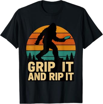 Bigfoot Disc Golf Retro Vintage Grip And Rip Throw Design T-Shirt