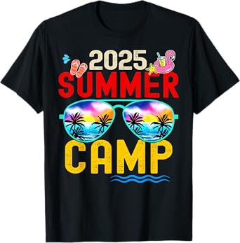 Retro 2025 Summer Camp Vacation Camper Matching Family Group T-Shirt