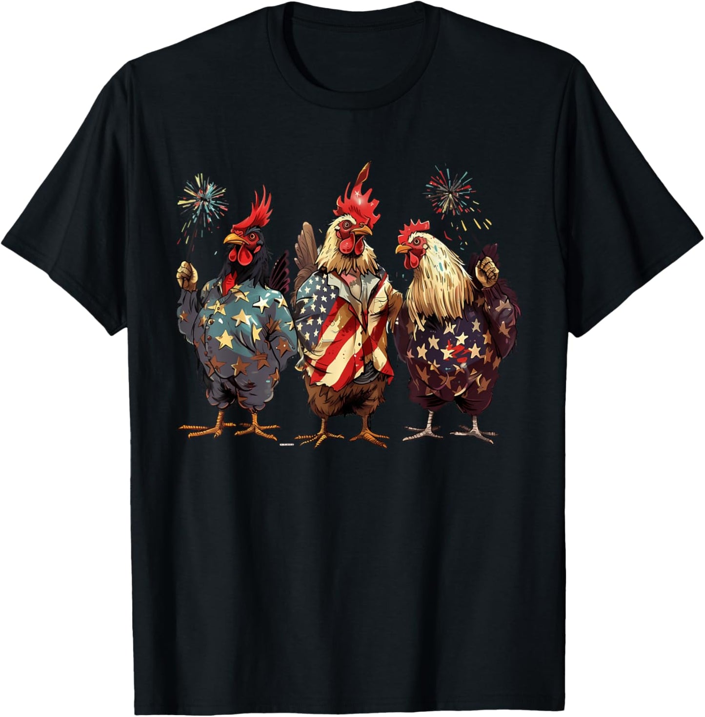 Patriotic USA Chicken Retro American Flag 4th Of July T-Shirt