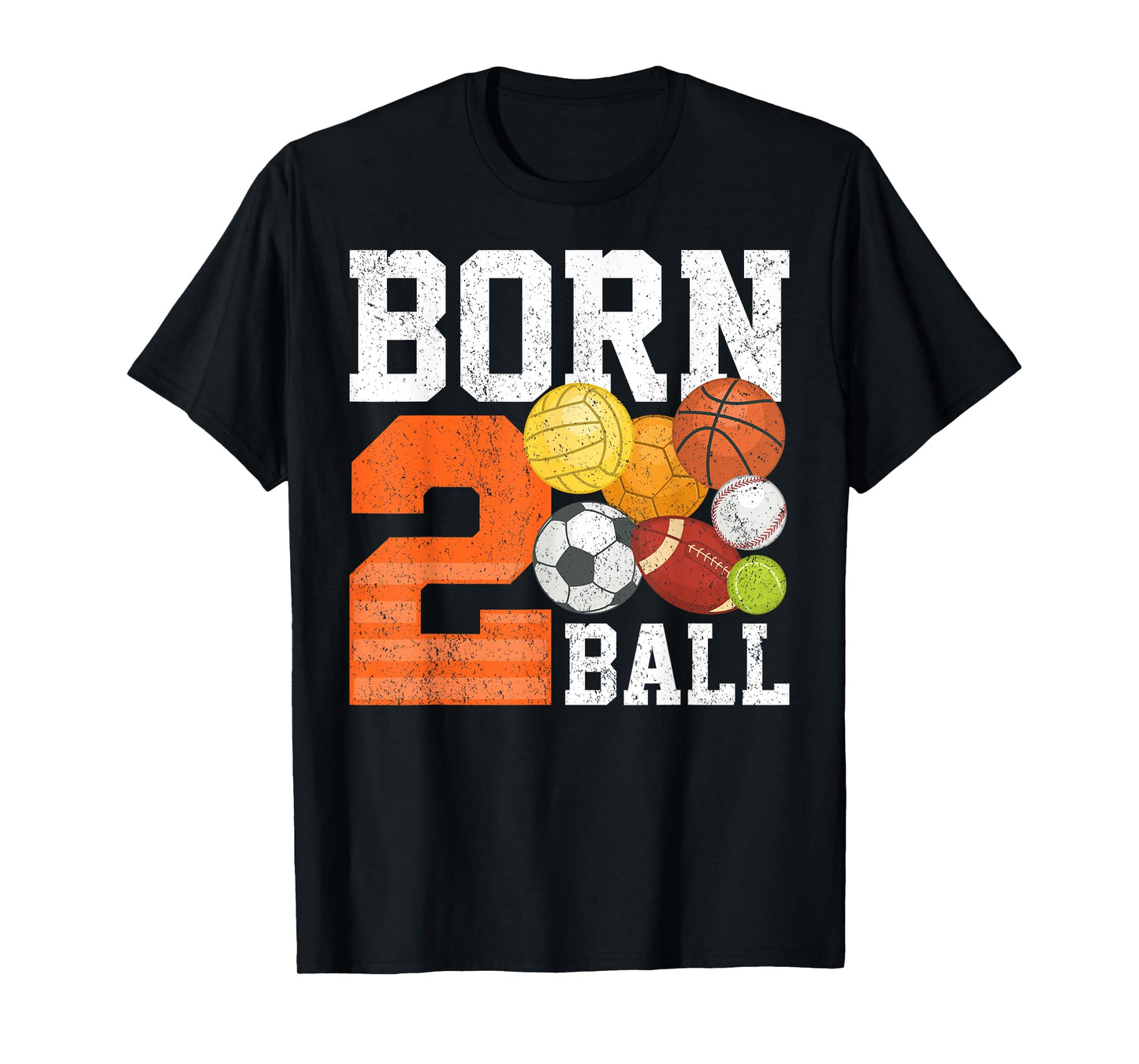 Born 2nd Ball Birthday Sport Ball Theme 2 Year Old Kids T-Shirt