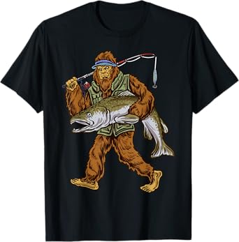 King Salmon Fishing Trout Hunting Bigfoot Fishermen T-Shirt