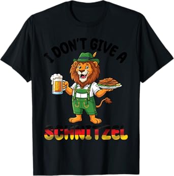 Lion Lederhosen Beer I Don't Give A Schnitzel Oktoberfest T-Shirt
