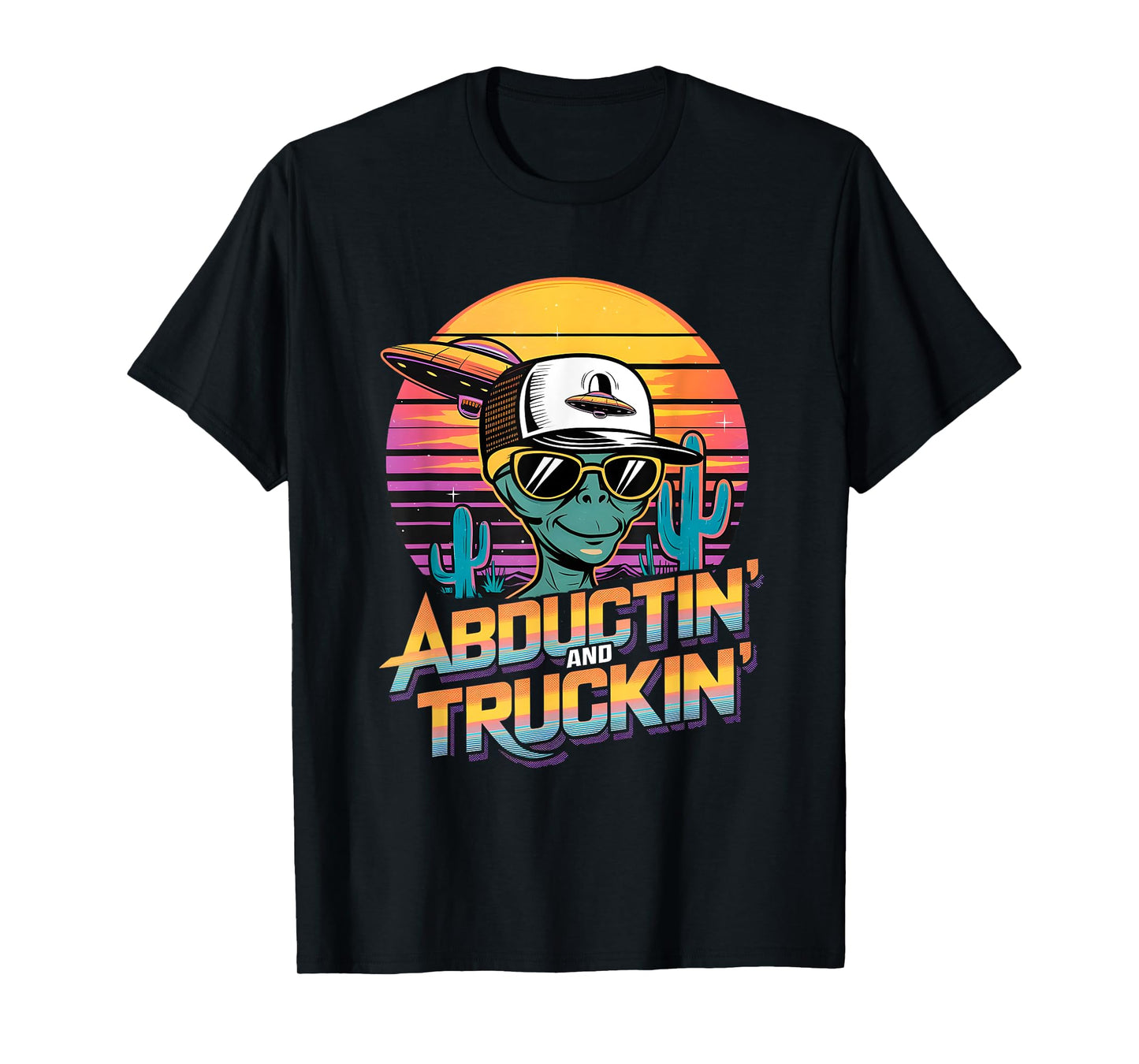 Alien and UFO trucker design. Abductin' and Truckin' T-Shirt