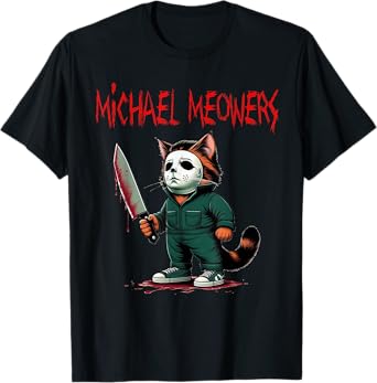 Michael Meowers Halloween Costume Funny Scary Cat T-Shirt