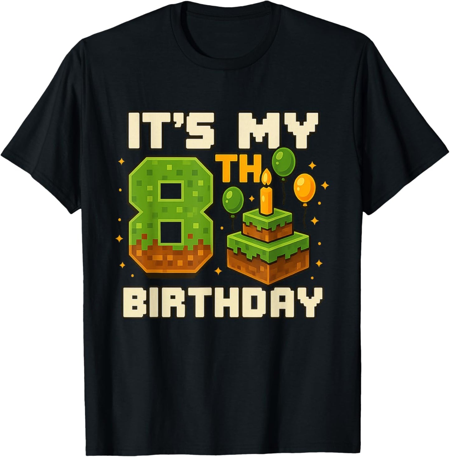 Birthday Boy It's My 8th Birthday Gamer Pixel Boy Kid T-Shirt