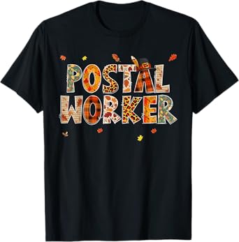 Funny Postal Worker Pumpkin Autumn Tree Fall Leaves T-Shirt
