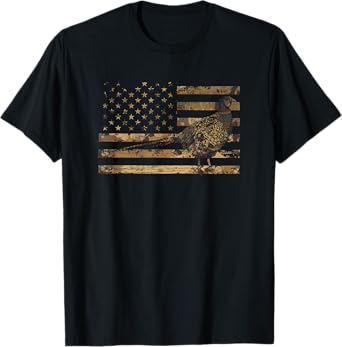 Pheasant Bird Hunter American Flag Camouflage Pheasant Hunt T-Shirt
