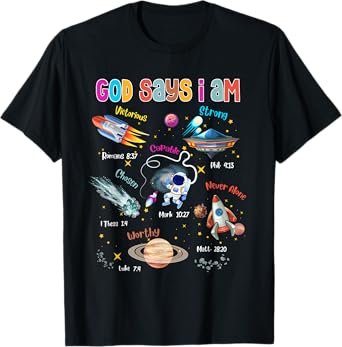 God Says I Am Cute Christian Outer Space Toddler Boys Kids T-Shirt
