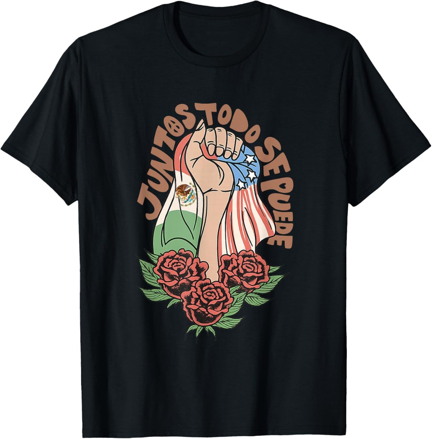 Juntos todos se puede fist flags immigrant story pride T-Shirt