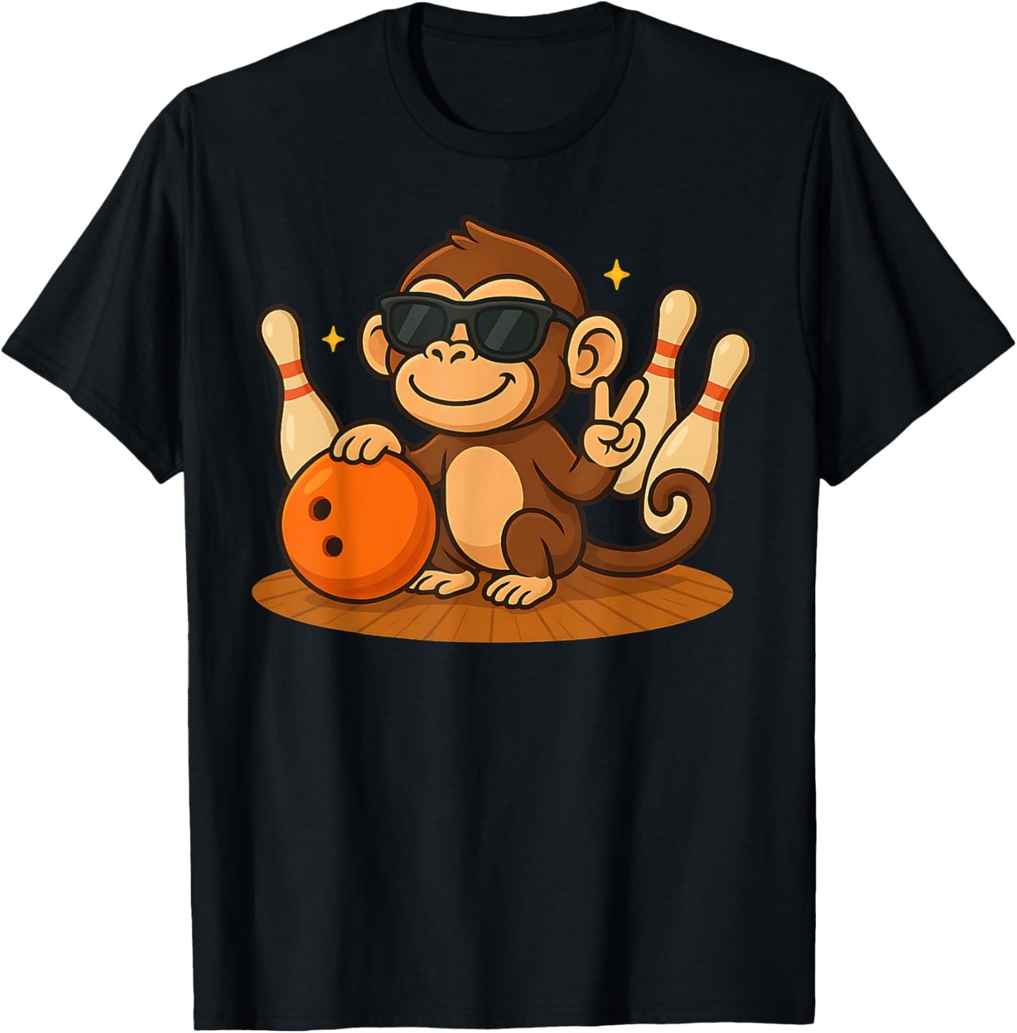 Cute Monkey With Sunglasses Monkey Playing Bowling lover T-Shirt