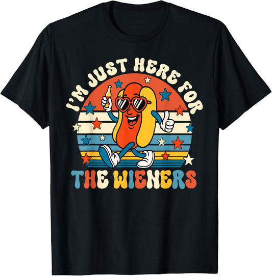 Funny 4th Of July Hot-Dog Lover I'm Here For The Wieners T-Shirt