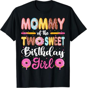 Mommy Of The Two Sweet Birthday Girl Donut 2nd Birthday T-Shirt