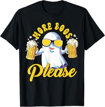 More Boos Please Funny Halloween Beer Ghost T-Shirt