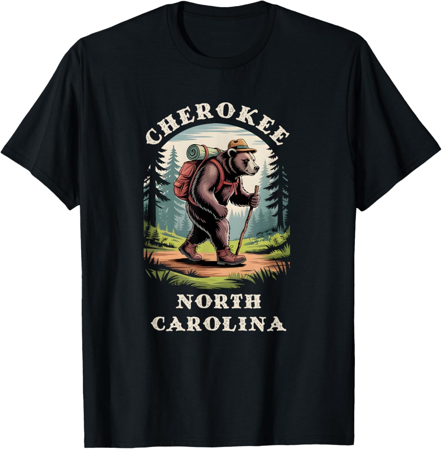 Cherokee, North Carolina NC Blue Ridge Hiking Bear T-Shirt