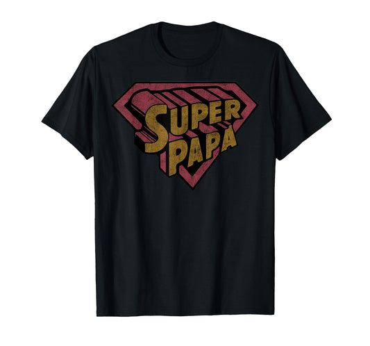 Super Papa Hero Shield Emblem Design T-Shirt