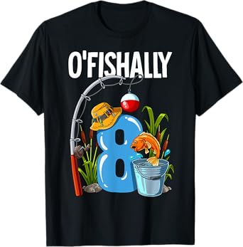 O'fishally 8 years old 8th Birthday Fishing T-Shirt