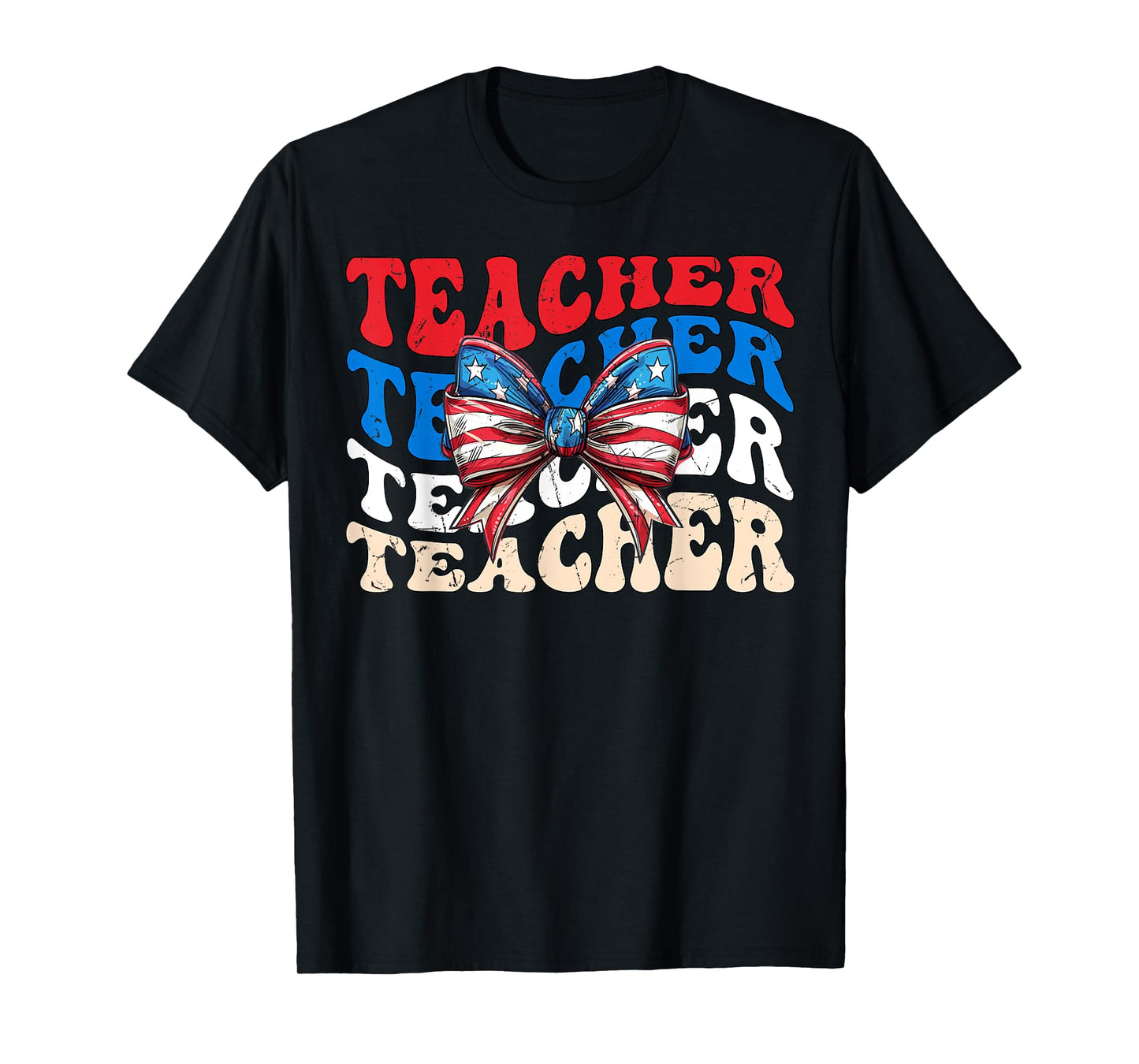 Groovy Teacher American flag 4th of July USA funny Teacher T-Shirt for Women Men