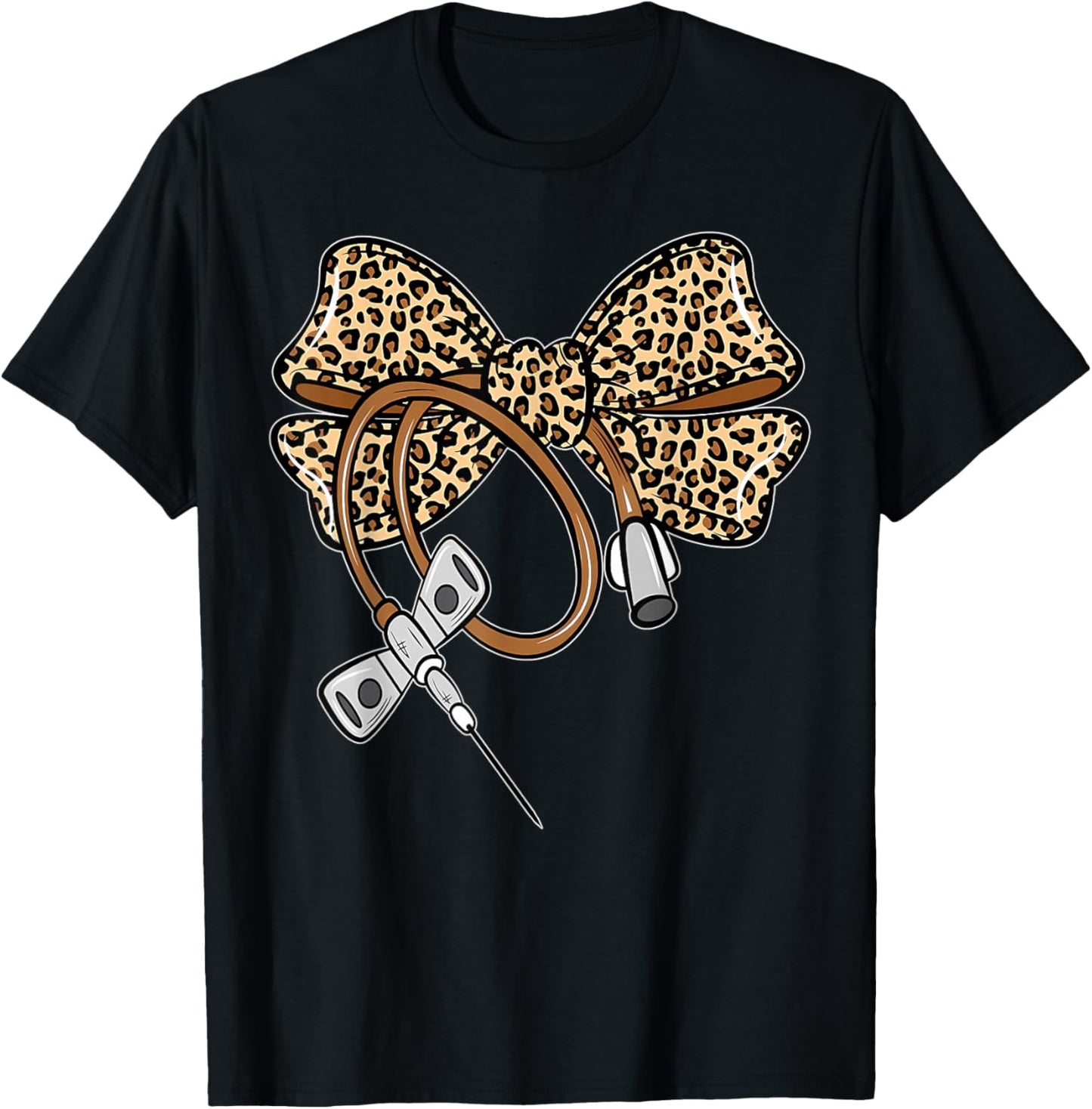 Leopard Coquette Bow Phlebotomist Nurse Phlebotomy Phleb T-Shirt