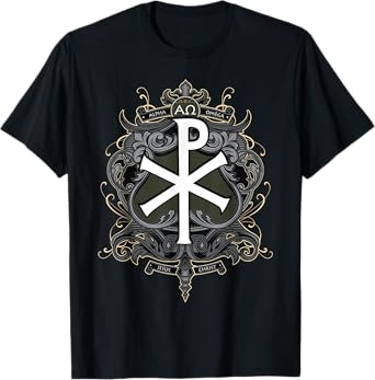 Christogram Jesus Christ Symbol Chi Ro Alpha Omega Catholic T-Shirt