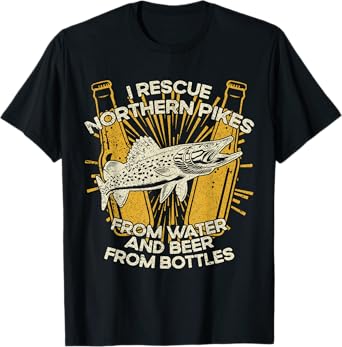 I Rescue Fish And Beer - Fisherman Fishing Northern Pike T-Shirt