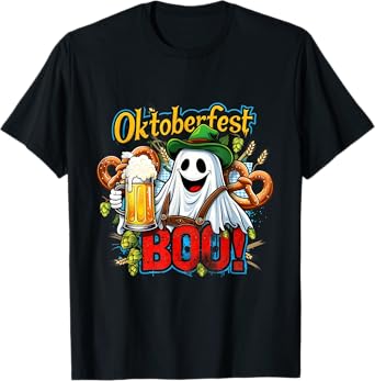 Oktoberfest Ghost Boo Beer Pretzel Funny Prost Design T-Shirt