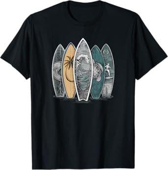 Surfing Tropical Surfboards Vintage Surfboarder Surfer T-Shirt