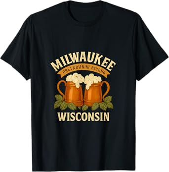 Wisconsin Brewtown & Beyond Vintage Copper Beer Steins T-Shirt