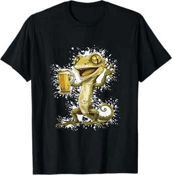 Funny Gecko With Beer T-Shirt